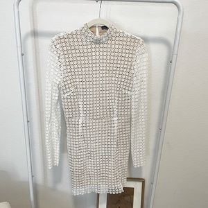 Long-sleeve White Midi Dress